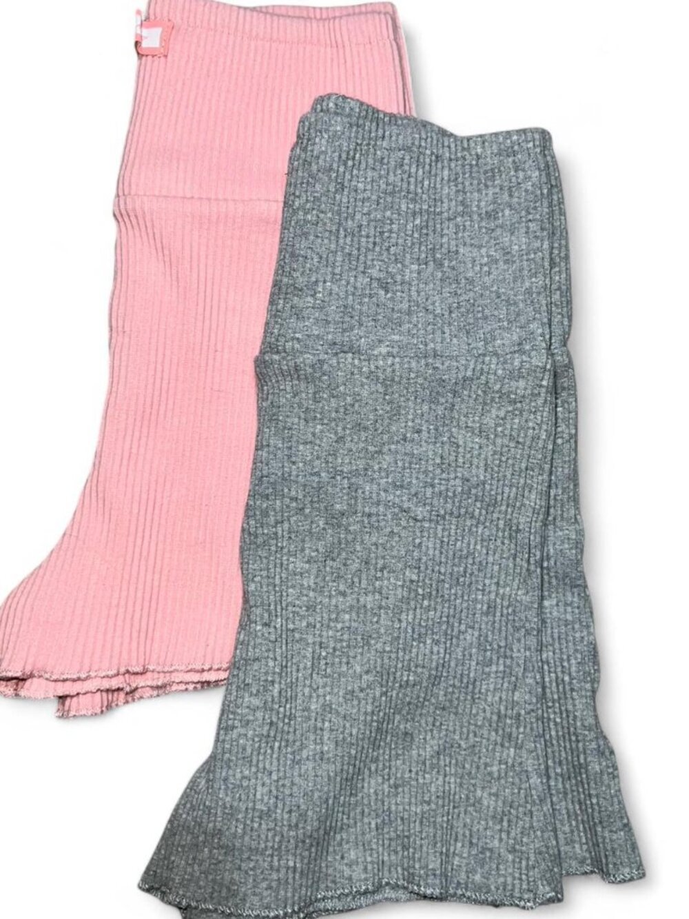 Women's Ribbed Knit Lounge Pink and Gray Shorts Set